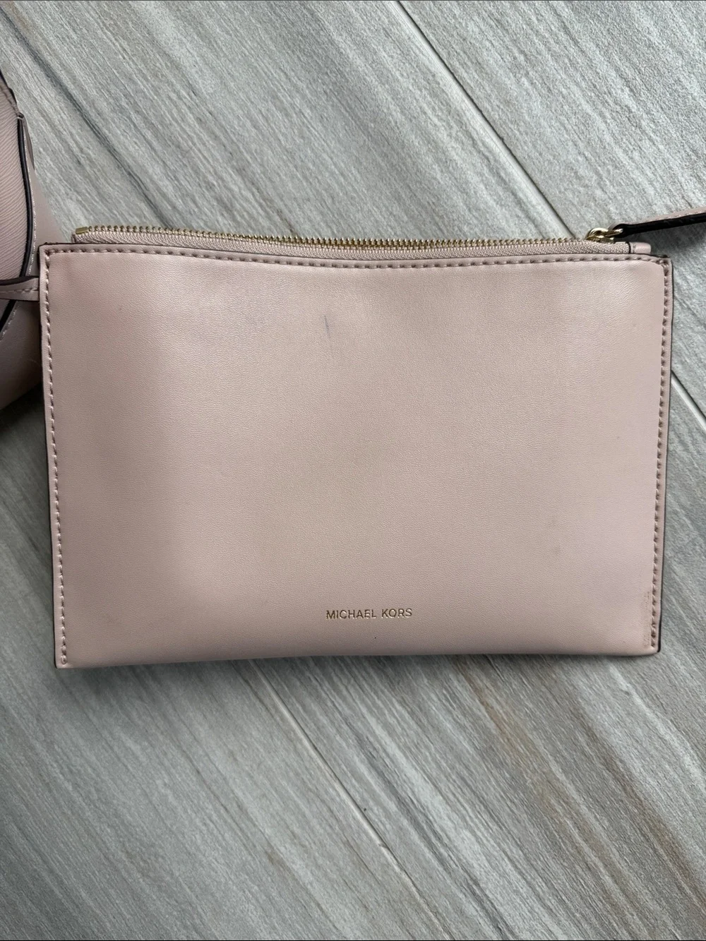 Michael Kors Pale Pink Saffiano Tote with Removable Pouch